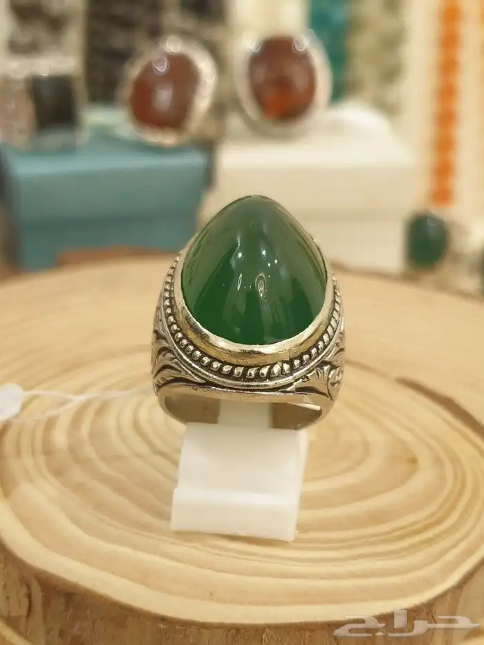 خاتم عقيق اخضر 9
