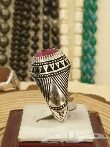 خاتم ياقوت أفريقي طبيعي صياغة عباسي ع 2