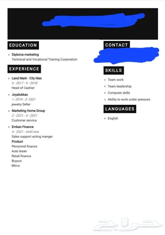 تصميم سيرة ذاتية احترافية CV 2