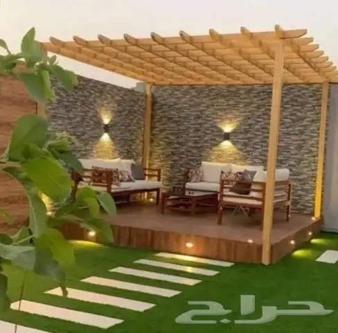 جلسات خارجيه تصميم حدئق عشب صناعي 1