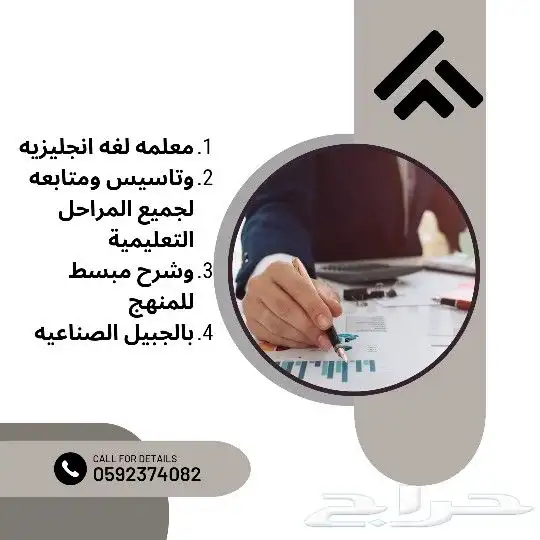 معلمه لغه انجليزيه وتأسيس ومتابعه بالجبيل الصناعيه 0