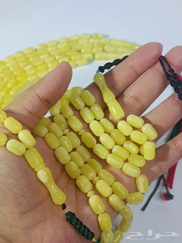 سبحة كهرمان طبيعي من بلاطة عدد الخرز حسب الطلب 4