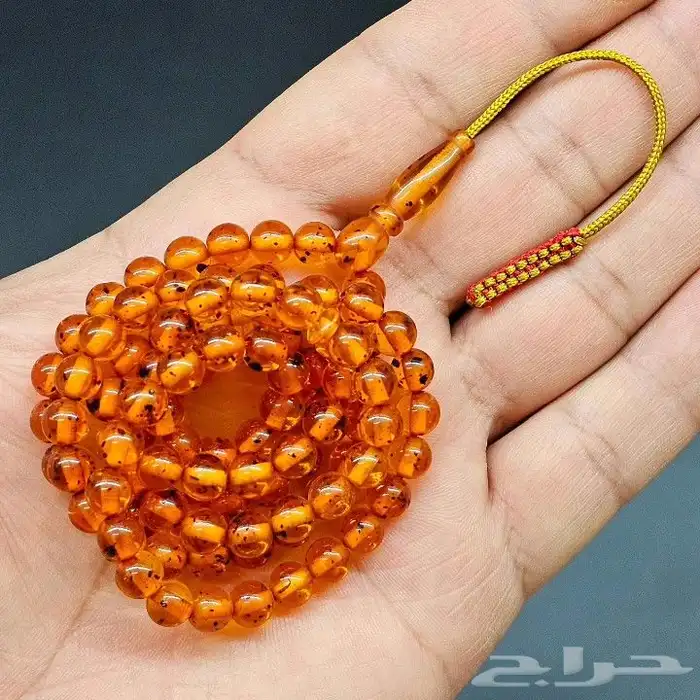 مسباح تراب كهرمان بدون ريحه 99 خرزة بكركوشة قماش 0