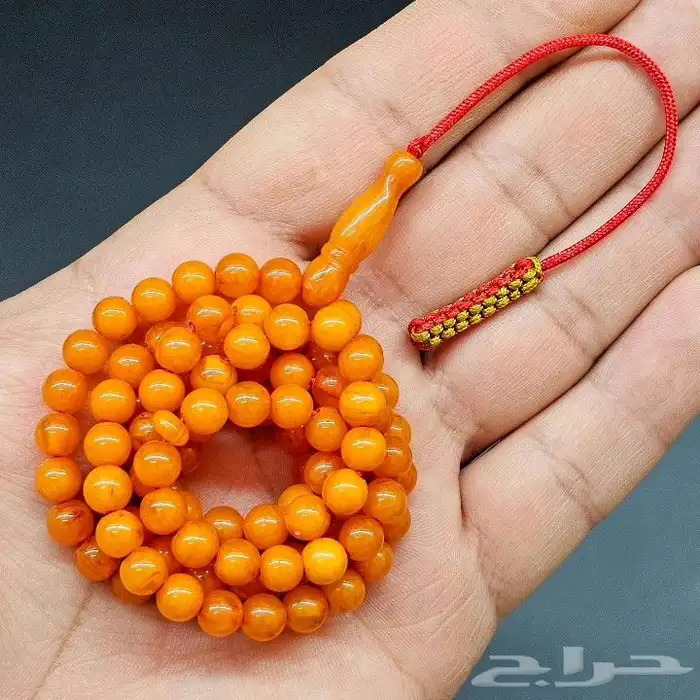 مسباح تراب كهرمان بدون ريحه 99 خرزة بكركوشة قماش 5