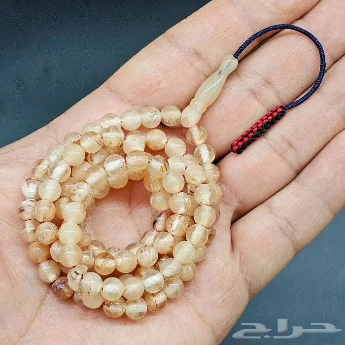 مسباح تراب كهرمان بدون ريحه 99 خرزة بكركوشة قماش 3