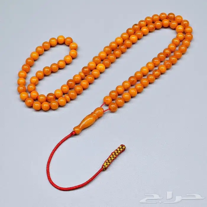 مسباح تراب كهرمان بدون ريحه 99 خرزة بكركوشة قماش 4