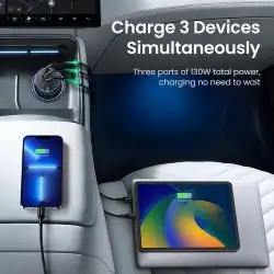 شاحن للسيارة بمنفذين تايب سي و USB بقوة 130 واط   UGREEN 4