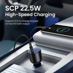 شاحن للسيارة بمنفذين تايب سي و USB بقوة 130 واط   UGREEN 1