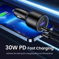 شاحن للسيارة بمنفذين تايب سي و USB بقوة 130 واط   UGREEN 3