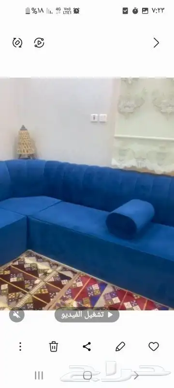 كنب 3 3 نظيف للبيع على حرف ال مع 2 مراكي وخداديات 3