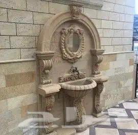 نحت وتركيب مغاسل نافورات كاونترات. احجار رخام بلاط عشوائي 8
