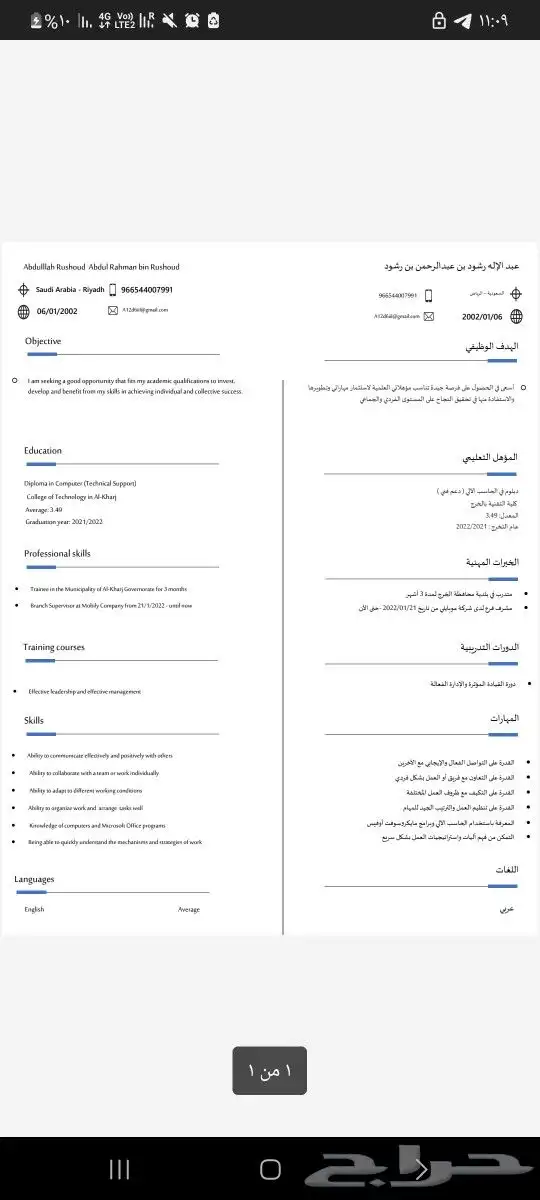تصميم سيرة ذاتية احترافية CV 7