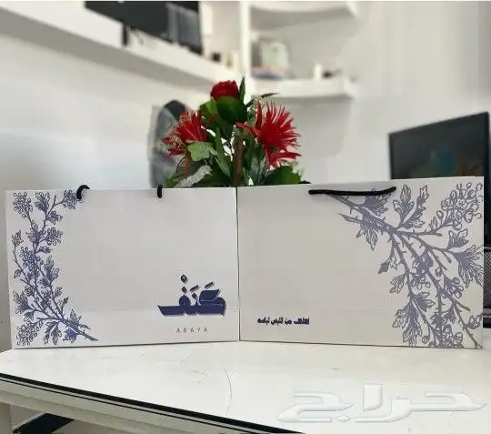 طباعة بكج عبايات كرت ستكر ليبل بوكس او كيس ورق تغليف 3