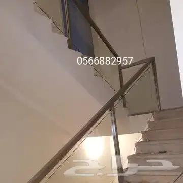 تركيب درابزين استانلس ستيل سلم الدرج و زجاج 0