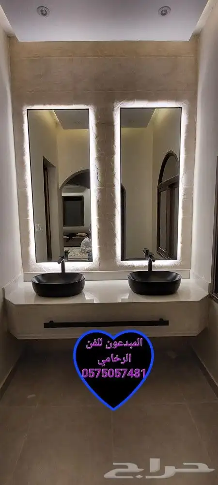 مغاسل رخام صناعي طبقه وحده المتر 500 للكميات مع مرايا ساده 3