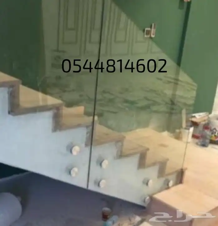 درابزين سلم زجاج سيكوريت استانلس ستيل 1