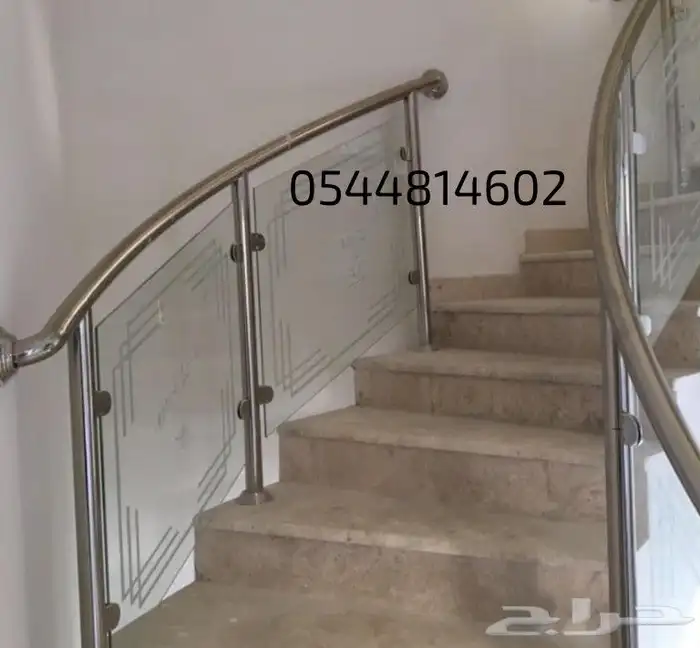 درابزين سلم زجاج سيكوريت استانلس ستيل 0