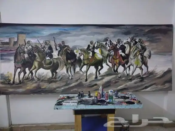 لوحه فروسيه فنيه بالألوان الزيتيه 1