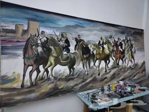 لوحه فروسيه فنيه بالألوان الزيتيه 2