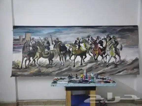 لوحه فروسيه فنيه بالألوان الزيتيه 0