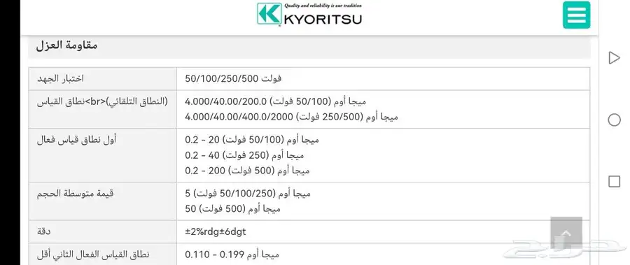 جهاز اختبار مقاومة العزل (ميجر) كيروتسو kyoritsu 3022 4