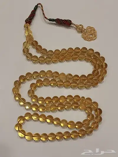 مسباح سبحة كهرمان شفاف طبيعي 99 خرزة 2
