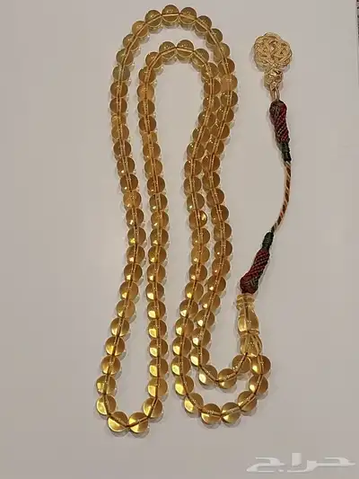 مسباح سبحة كهرمان شفاف طبيعي 99 خرزة 0
