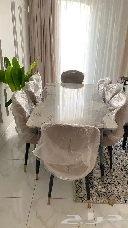 افخم طاولات طعام الخشب والرخام جودة ممتازة جديد بالكرتون 34