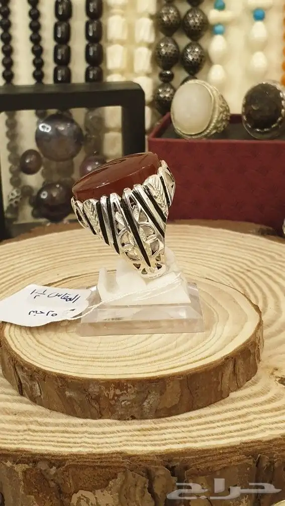 خواتم عقيق يماني كرزي وكبدي 1