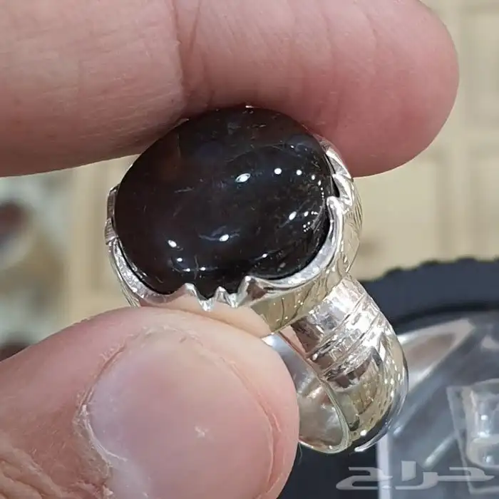 خاتم عقيق يماني تمري مزعفر 2