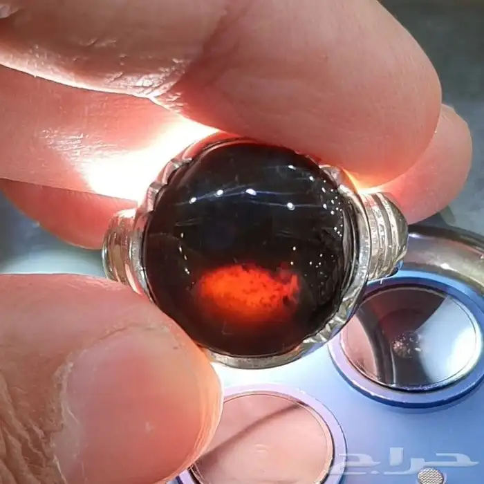 خاتم عقيق يماني تمري مزعفر 3