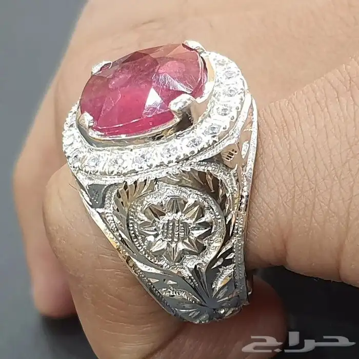 خاتم ياقوت افريقي طبيعي فاخره 0
