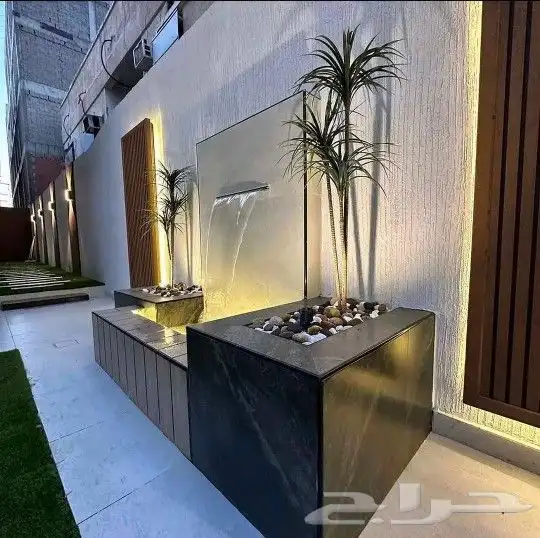 عمل شلال صناعي تكلفه معقوله جدا عمل نافوره مضيئه 3