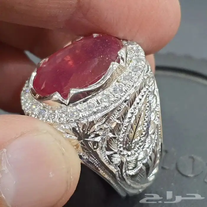 خاتم ياقوت افريقي طبيعي فاخر 0