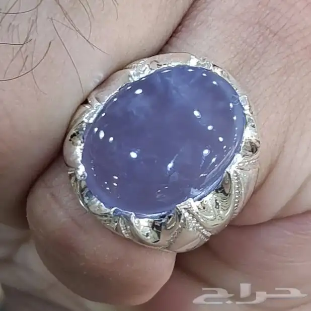 خاتم عقيق يماني بنفسجي فاخره 0