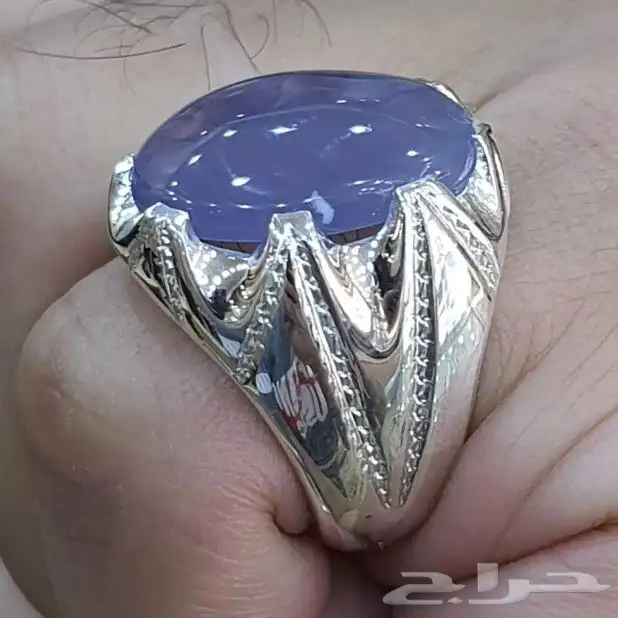 خاتم عقيق يماني بنفسجي فاخره 3