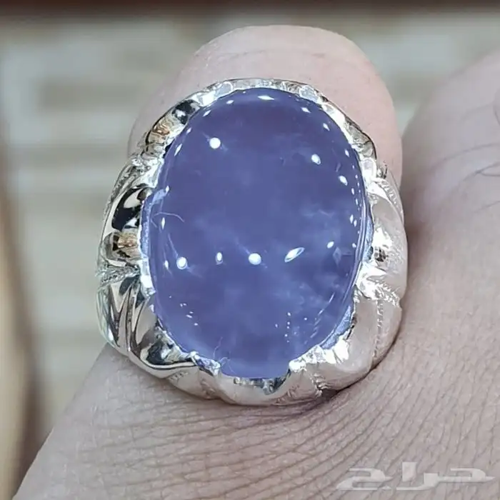 خاتم عقيق يماني بنفسجي فاخره 4
