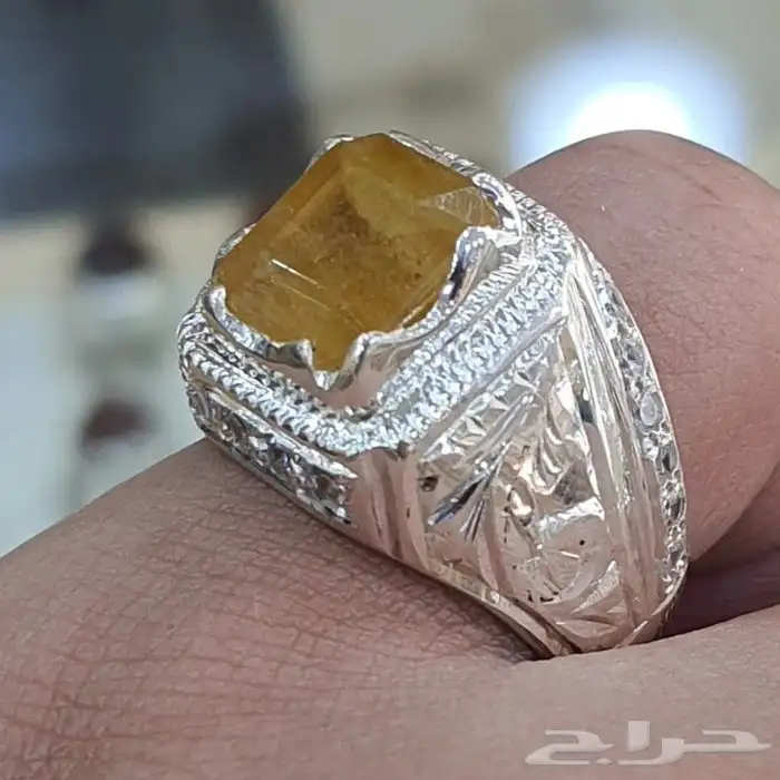 خاتم ياقوت افريقي طبيعي اصفر 0