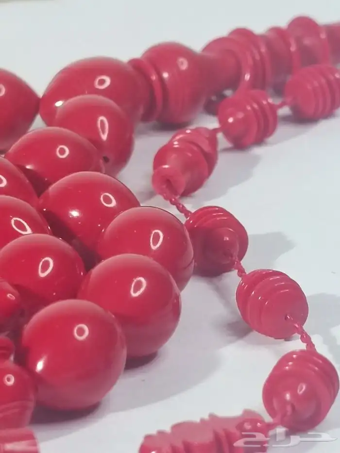 سبحة من كرة بولنج او بولنق بشاهد خلاخل لون احمر 5