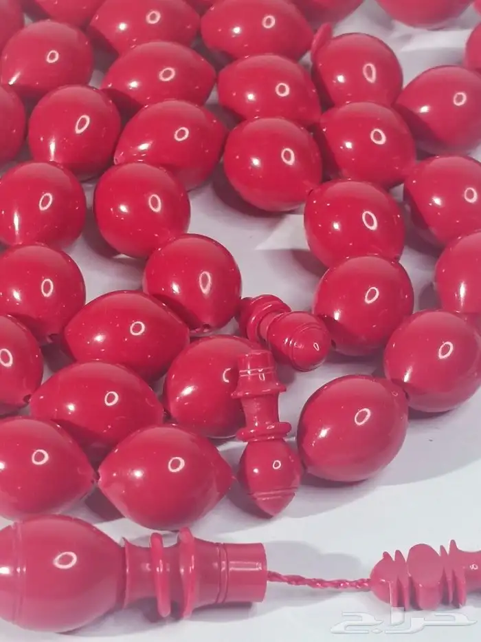 سبحة من كرة بولنج او بولنق بشاهد خلاخل لون احمر 4
