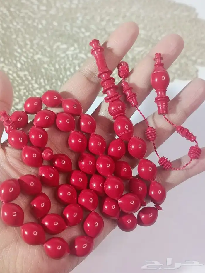 سبحة من كرة بولنج او بولنق بشاهد خلاخل لون احمر 3