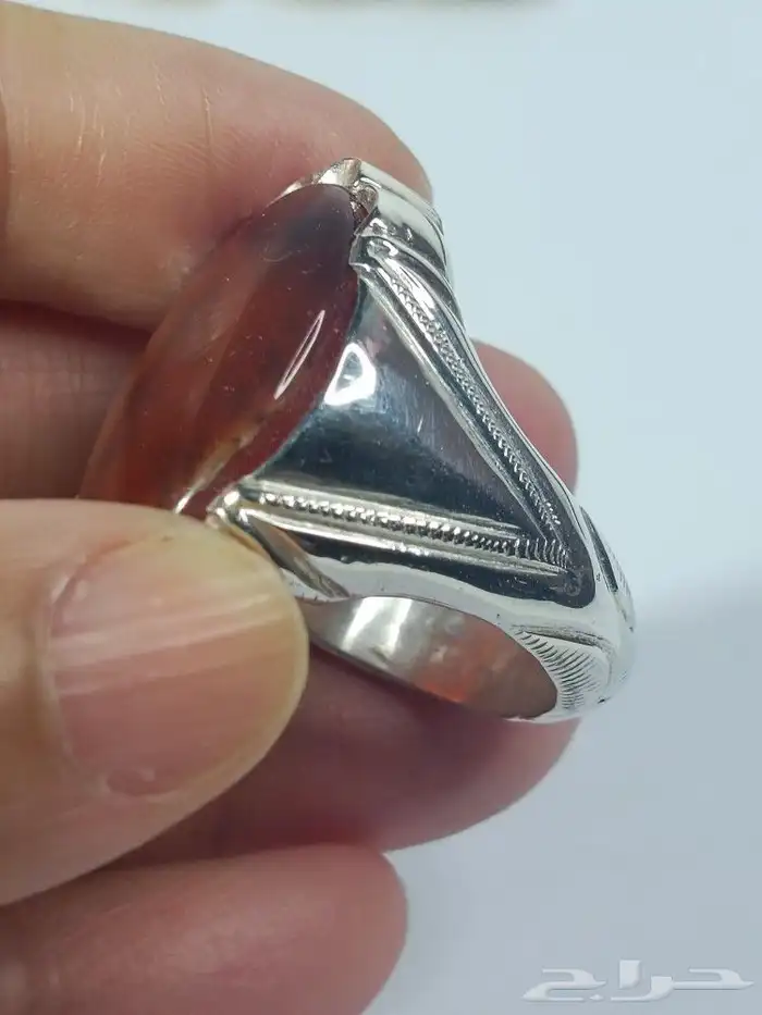 خاتم عقيق يمني شجري فاخر فضة 925 6
