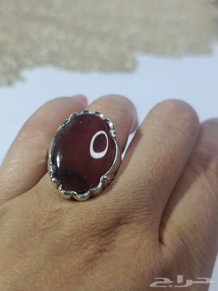 خاتم عقيق يمني شجري فاخر فضة 925 2