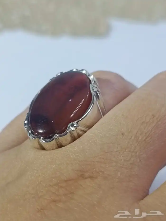 خاتم عقيق يمني شجري فاخر فضة 925 3