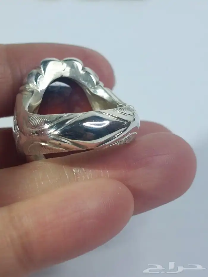 خاتم عقيق يمني شجري فاخر فضة 925 5