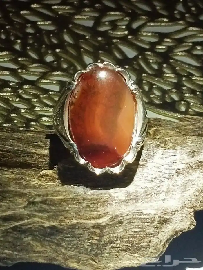 خاتم عقيق يمني شجري فاخر فضة 925 1
