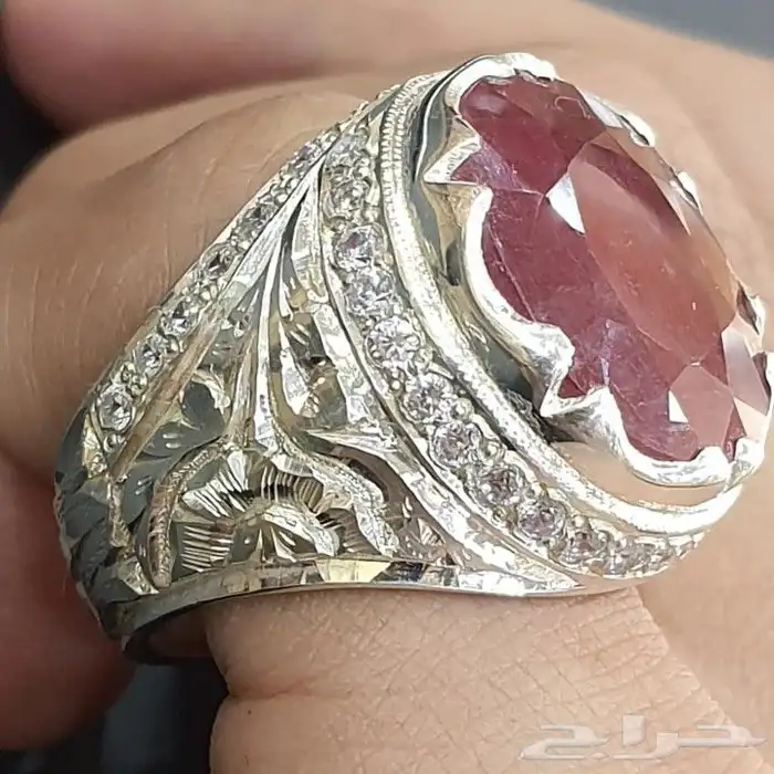 خاتم ياقوت افريقي طبيعي احمر 2