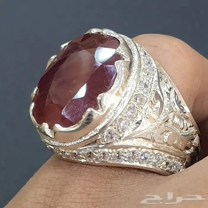 خاتم ياقوت افريقي طبيعي احمر 1