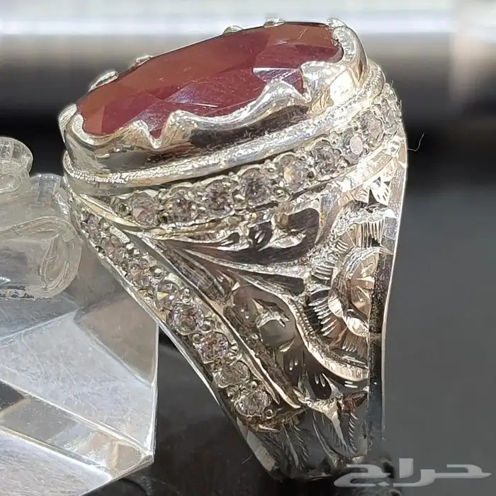 خاتم ياقوت افريقي طبيعي احمر 3