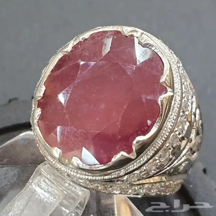 خاتم ياقوت افريقي طبيعي احمر 5